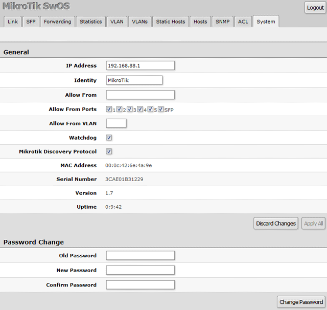 Mikrotik rb260gs настройка sfp